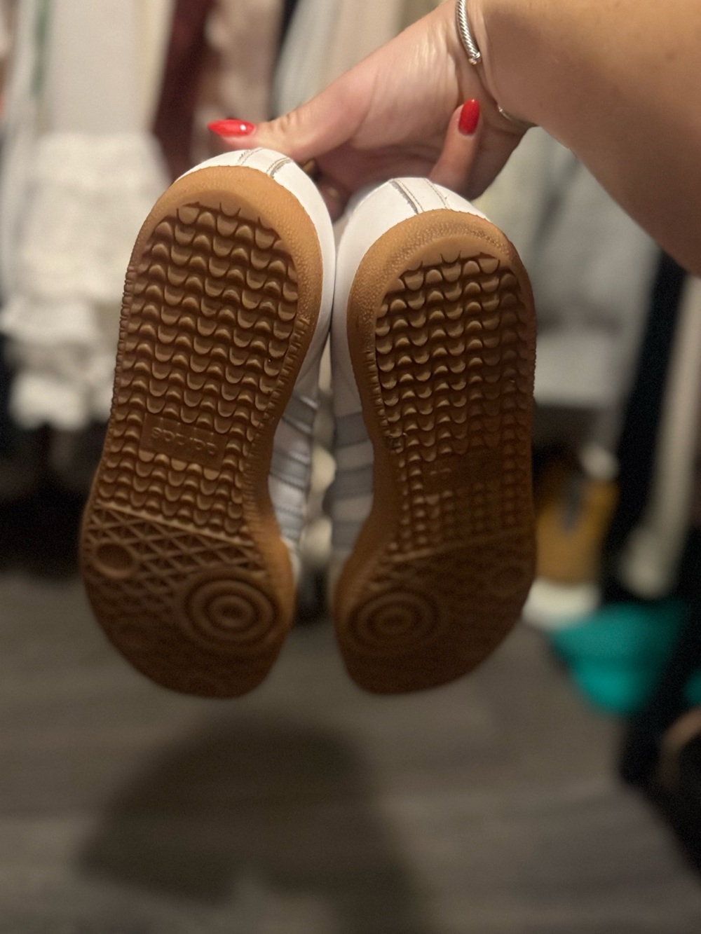 adidas White and Gum-Trim Women’s Samba Sneakers - Picture 5 of 6